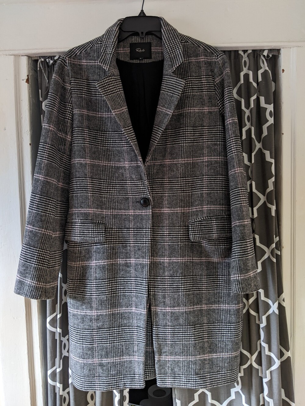 Rails Gray Plaid Coat with Pink Windowpane